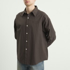 mfpen Men's Triple Stripe Essay Shirt in Dark Brown