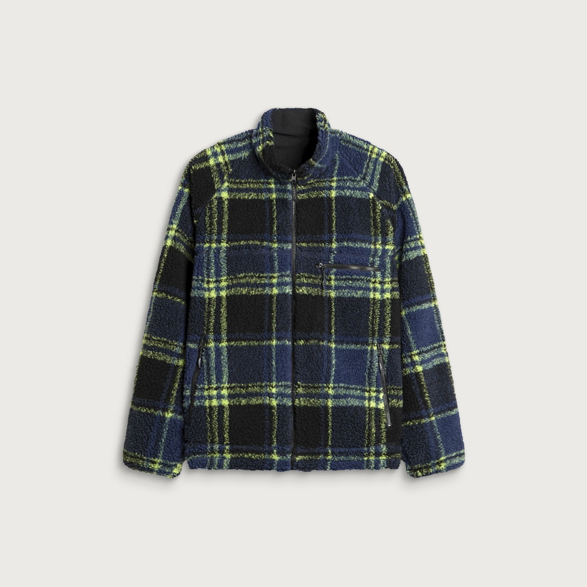 Gramicci Reversible Sherpa Jacket in Plaid/Black