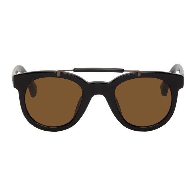Photo: Dries Van Noten Black and Brown Linda Farrow Edition Aviator Sunglasses