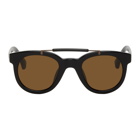 Dries Van Noten Black and Brown Linda Farrow Edition Aviator Sunglasses