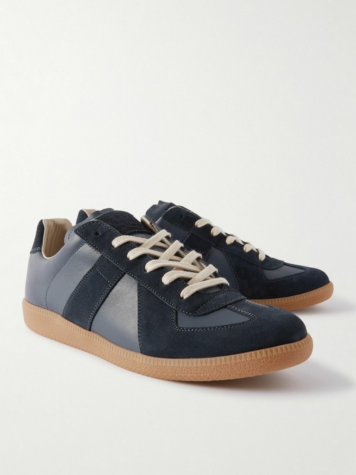 Maison Margiela - Replica Leather and Suede Sneakers - Blue Maison Margiela