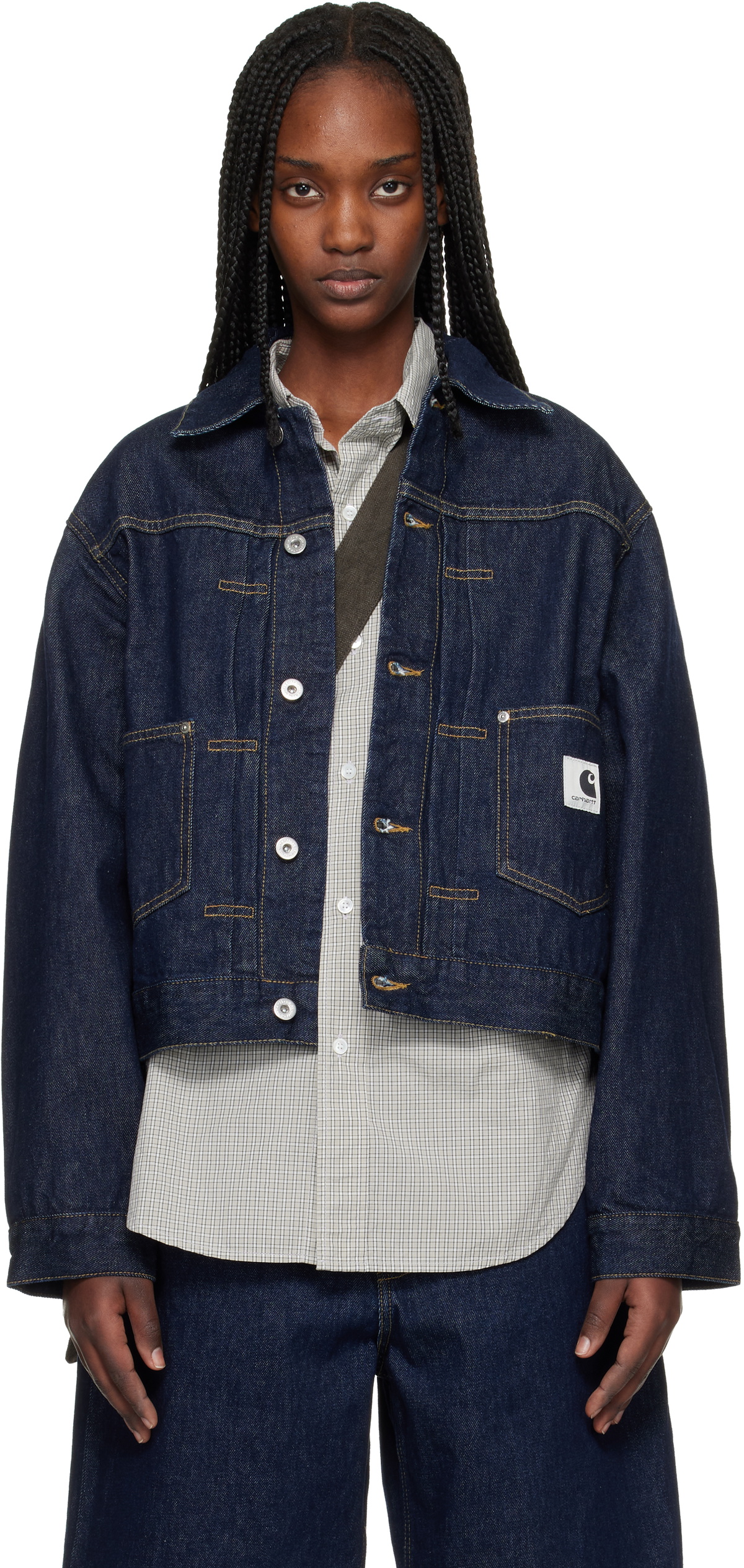 Carhartt Work In Progress Navy Belmar Denim Jacket
