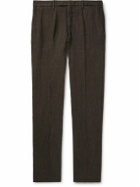 Boglioli - Straight-Leg Pleated Garment-Dyed Linen Trousers - Brown