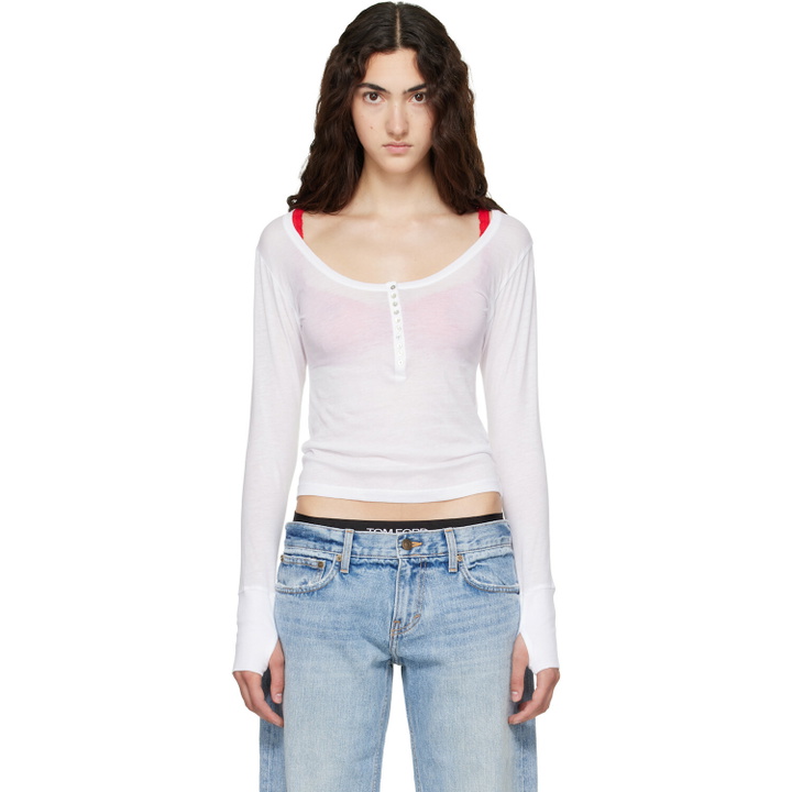 Photo: Raimundo Langlois White Long Sleeve Henley