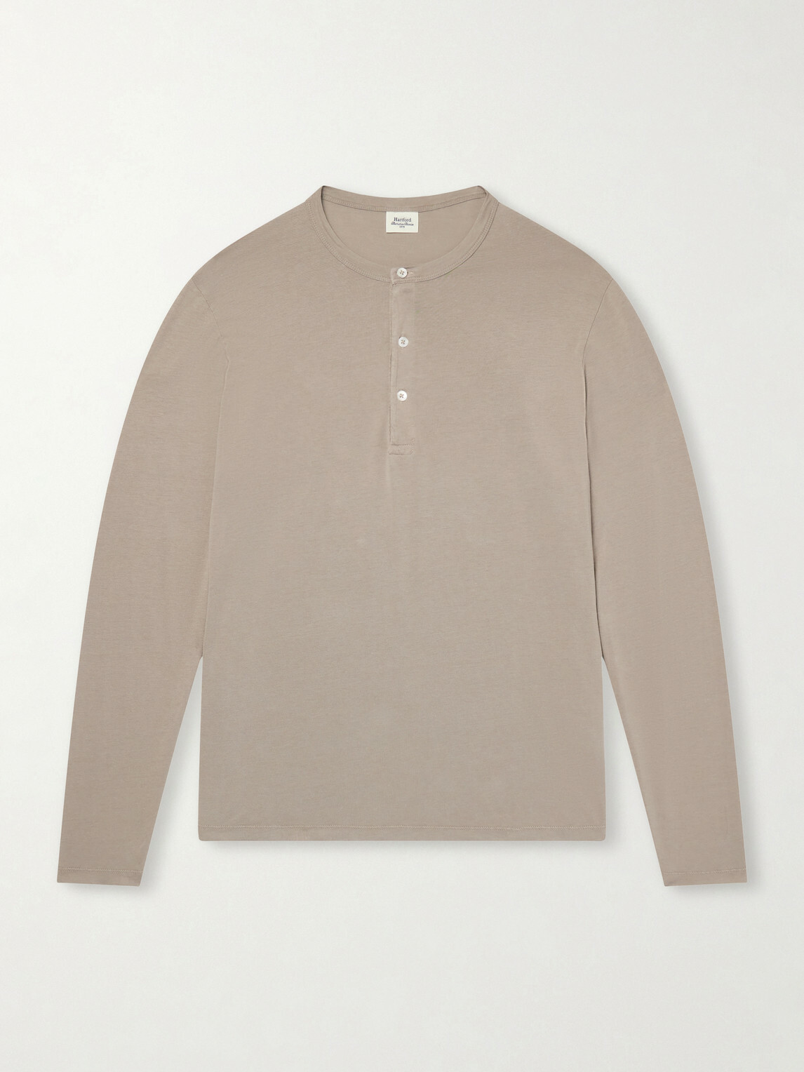 Hartford - Garment-Dyed Lyocell and Cotton-Blend Jersey Henley Shirt - Neutrals