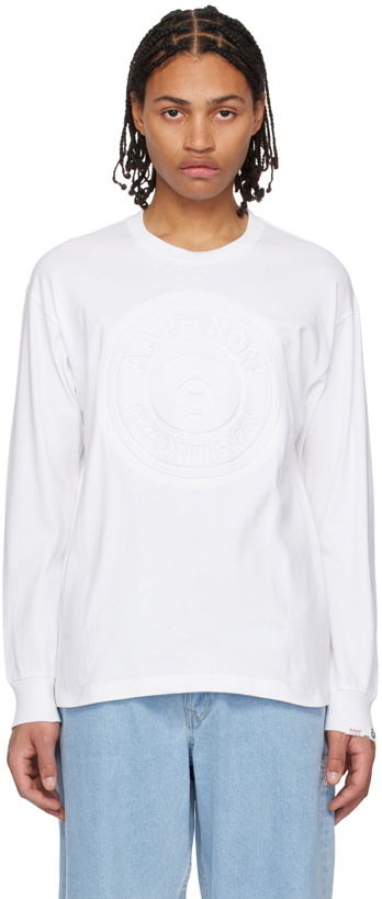 Photo: AAPE by A Bathing Ape White Embossed Long Sleeve T-Shirt