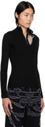 Y/Project Black & Gray Double Collar Fitted Sweater