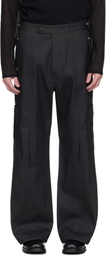 Omar Afridi Black Carol Coated Denim Cargo Pants
