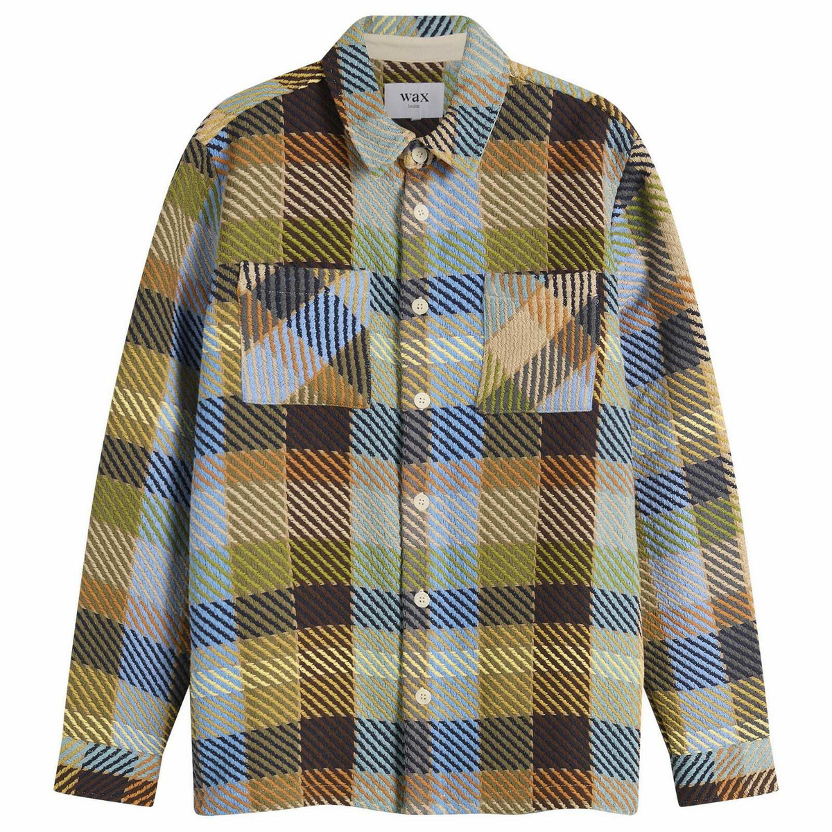 Wax London Men's Whiting Pike Check Overshirt in Khaki/Multi