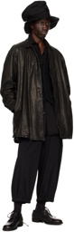 YOHJI YAMAMOTO Black Isamu Katayama Backlash Edition Leather Jacket