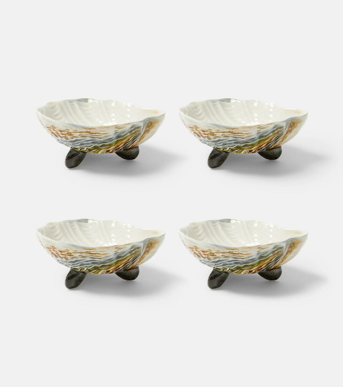 Bordallo Pinheiro Oyster & Scallops set of 4 ceramic bowls
