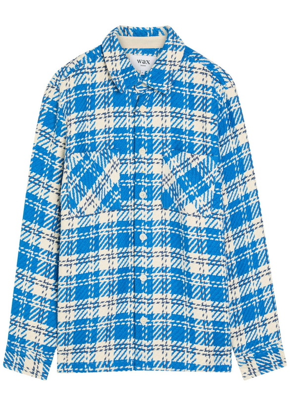 Photo: Wax London Whiting Checked Cotton Overshirt Blue