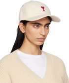 AMI Paris Off-White Cotton Ami de Coeur Embroidery Cap