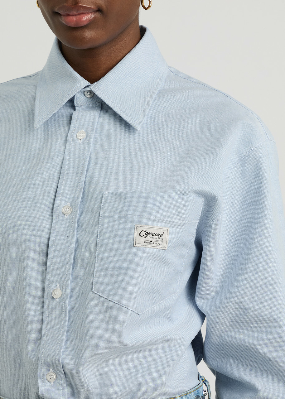 Coperni Oxford Cotton Shirt Bodysuit Blue