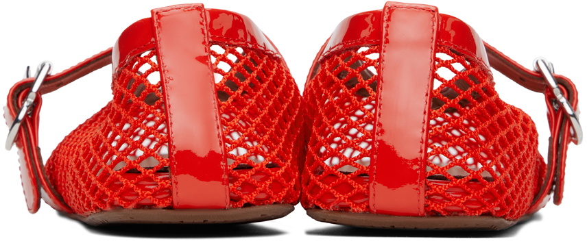 ALAÏA Orange Fishnet Ballerina Flats ALAÏA