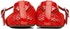 ALAÏA Orange Fishnet Ballerina Flats