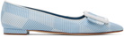 Manolo Blahnik Blue & White Maysale Ballerina Flats