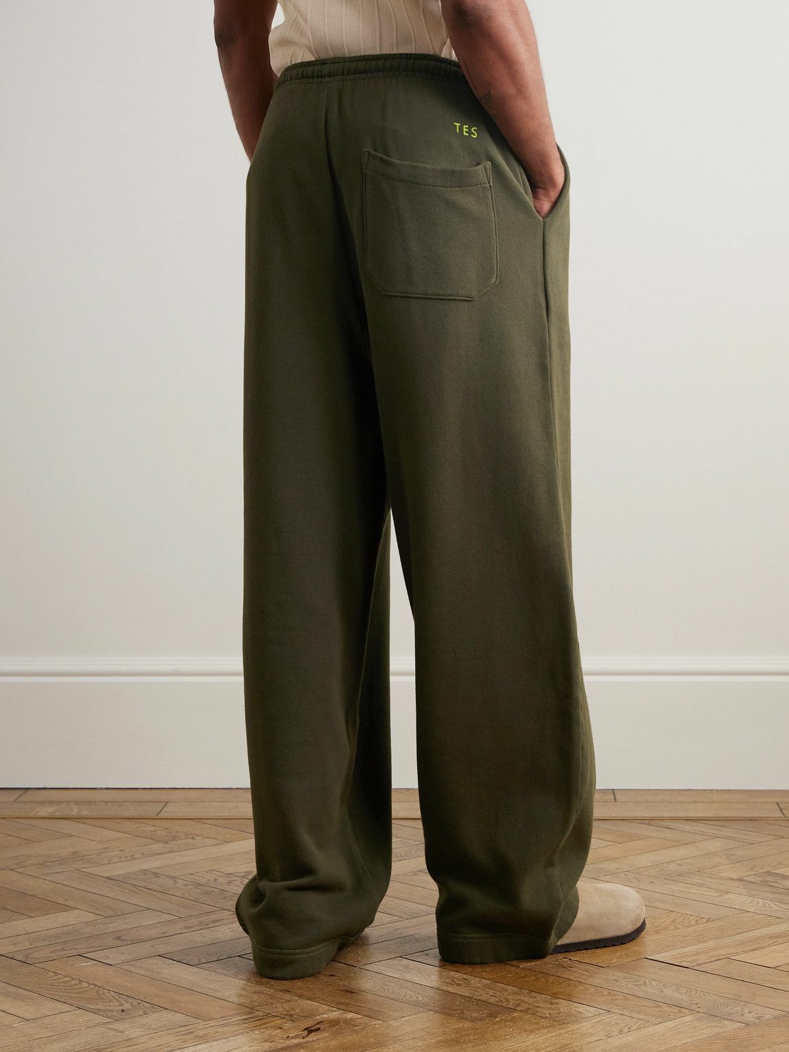 The Elder Statesman - Wide-Leg Cotton and Cashmere-Blend Jersey Sweatpants - Green