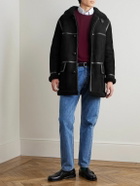 Drake's - HIM Leather-Trimmed Shearling Coat - Black
