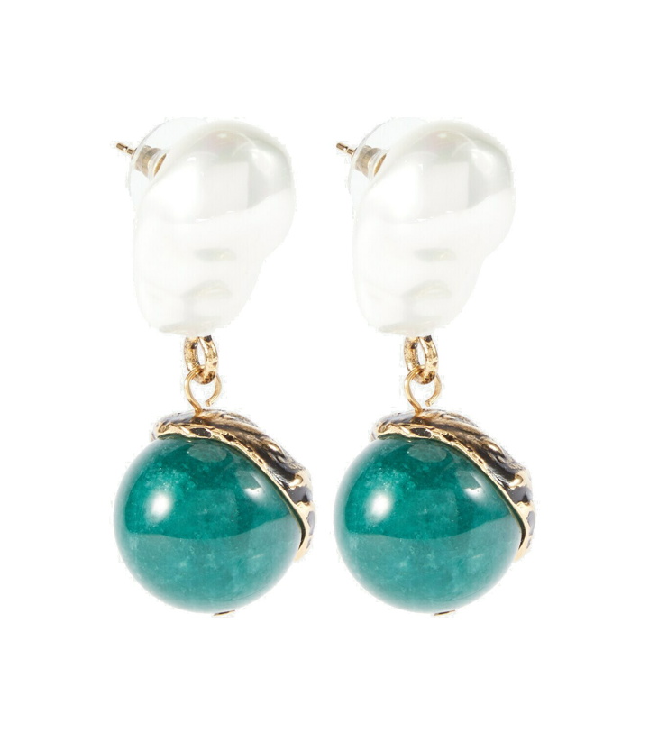 Photo: Erdem - Faux pearl and aventurine earrings