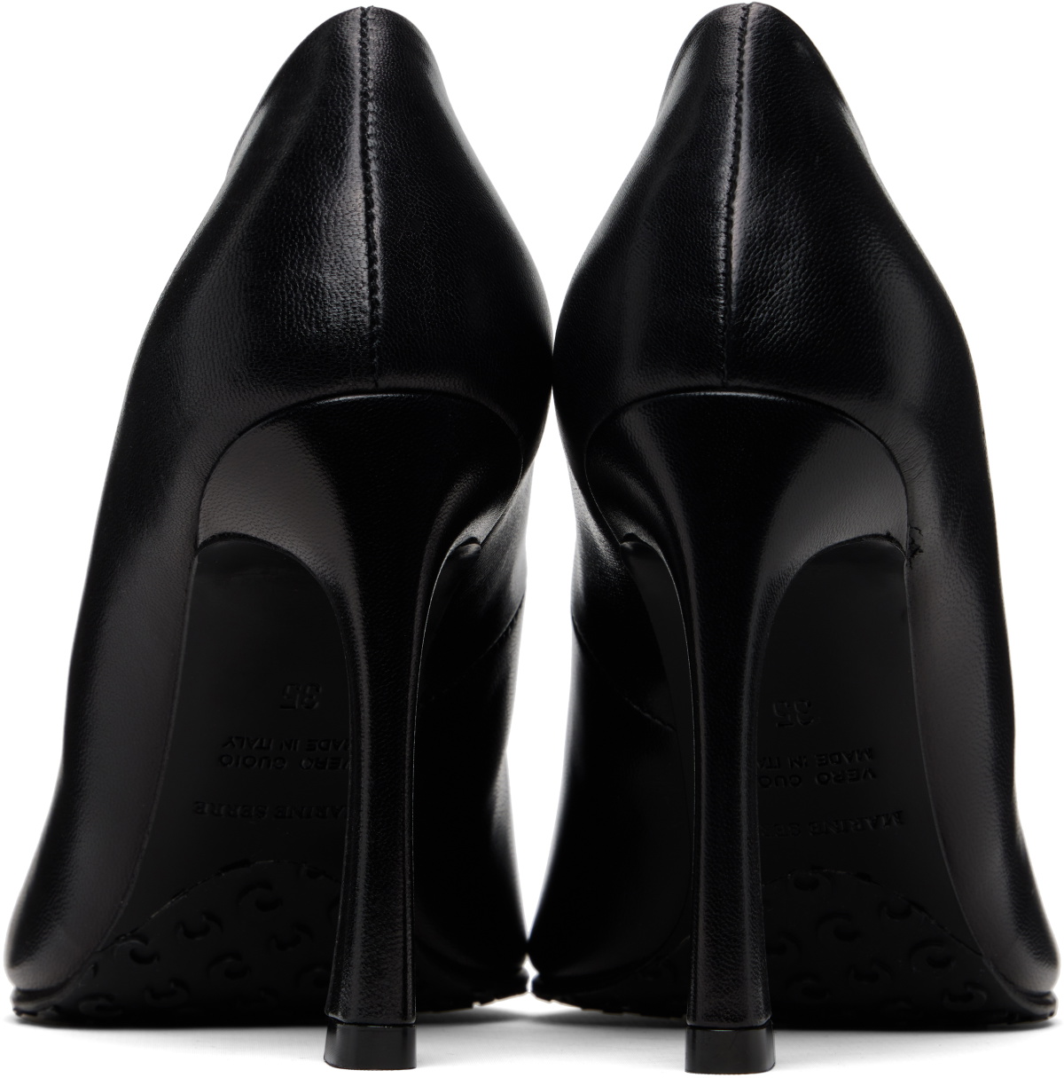Marine Serre Black Smooth Leather MS Kiss Heels