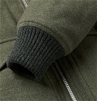 Brunello Cucinelli - Shearling-Trimmed Wool and Cashmere-Blend Felt Bomber Jacket - Men - Army green