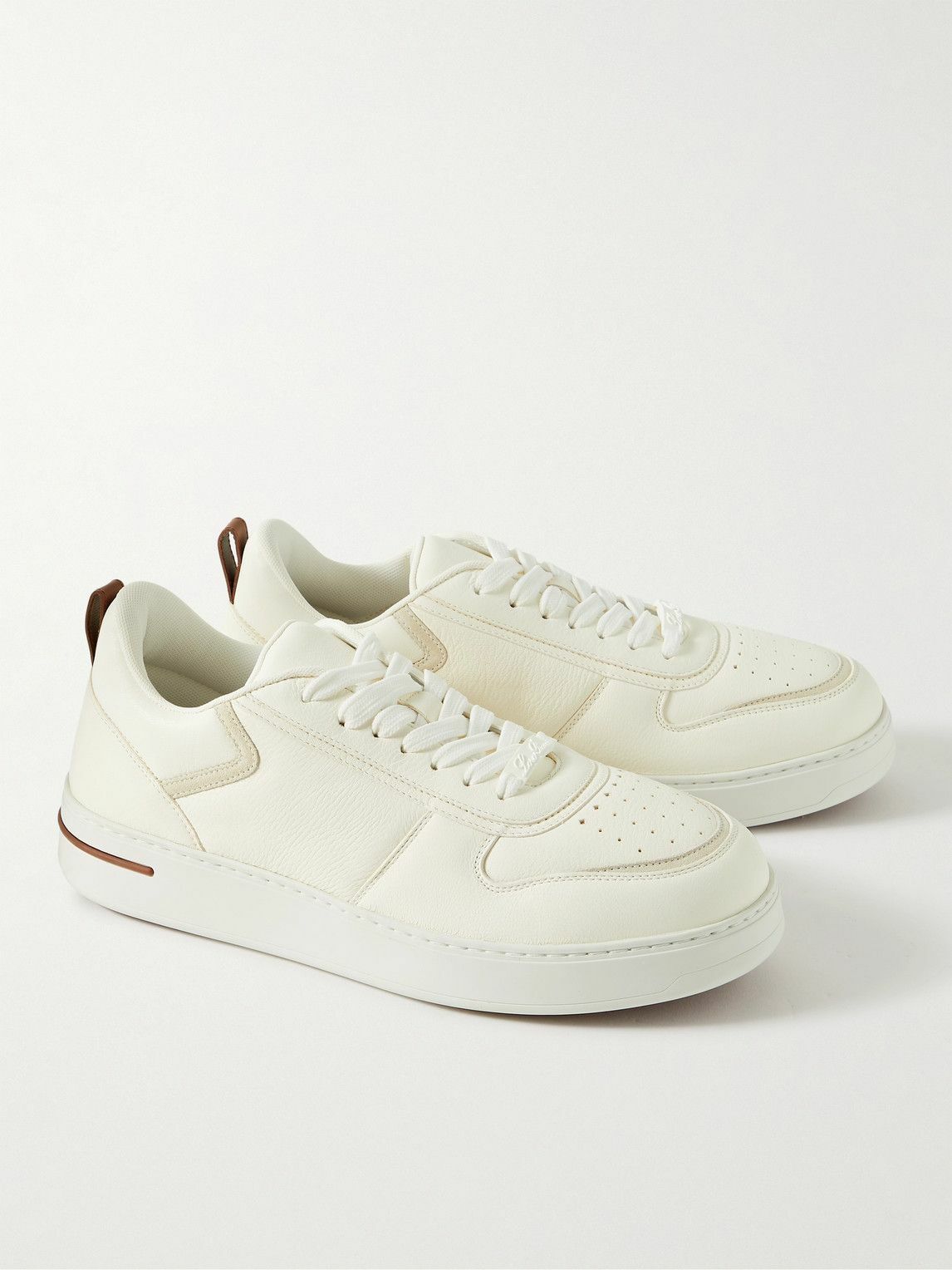 Loro Piana - Newport Walk 2.0 Suede-Trimmed Leather Sneakers - White ...