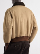 A.PRESSE - Cotton and Wool-Blend Bomber Jacket - Neutrals