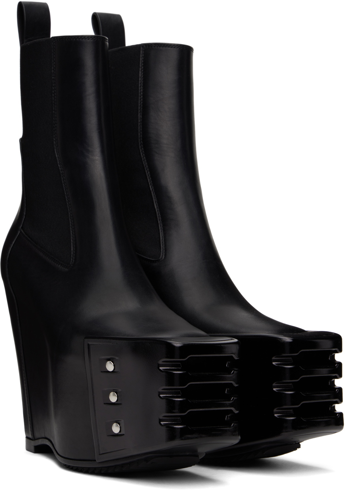 Rick Owens Black Hollywood Grilled Wedge Beatle Chelsea Boots