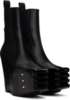 Rick Owens Black Hollywood Grilled Wedge Beatle Chelsea Boots