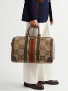 GUCCI - Leather and Webbing-Trimmed Monogrammed Canvas Duffle Bag