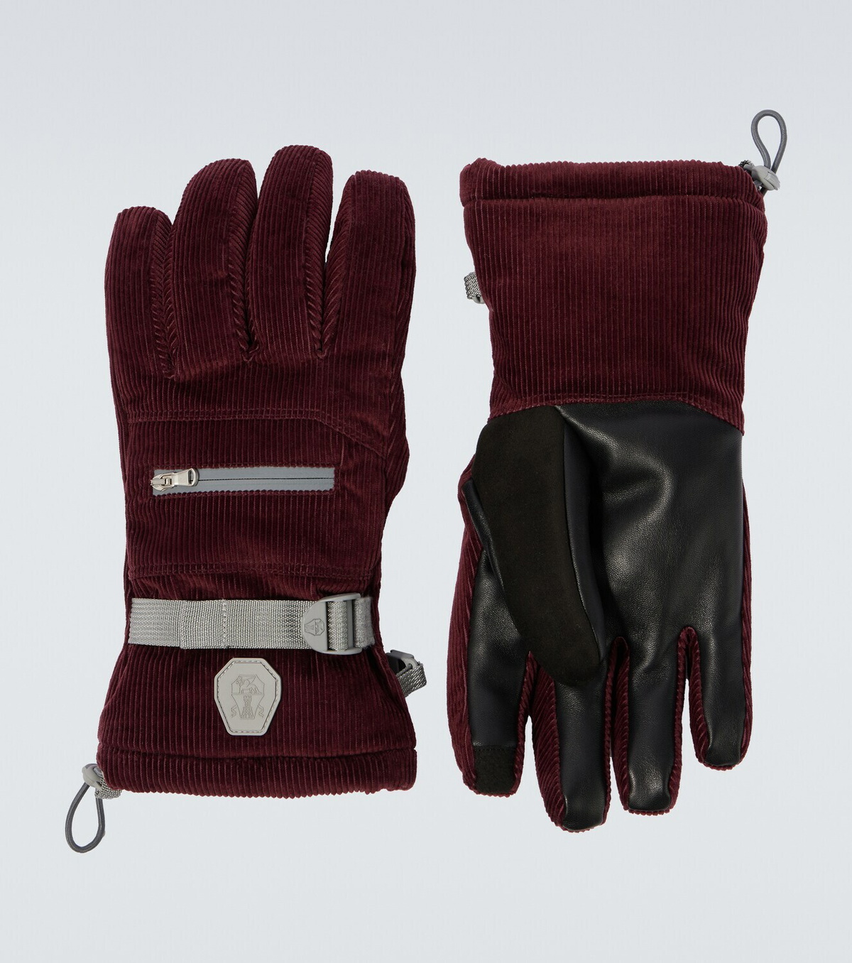 Brunello Cucinelli Leather-trimmed cotton corduroy ski gloves