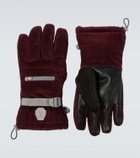 Brunello Cucinelli Leather-trimmed cotton corduroy ski gloves