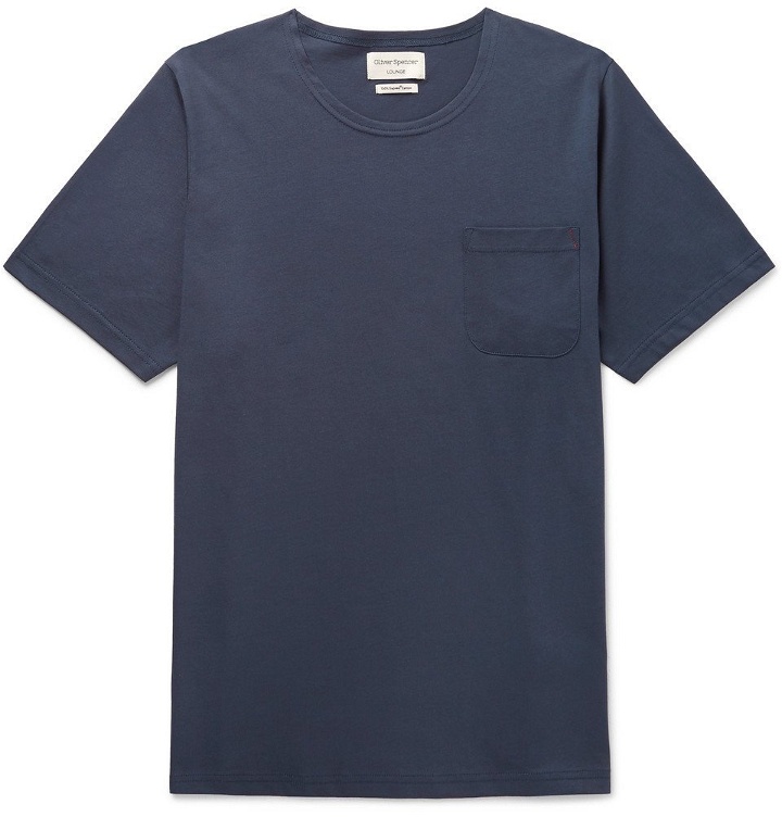 Photo: Oliver Spencer Loungewear - York Supima Cotton-Jersey T-Shirt - Navy
