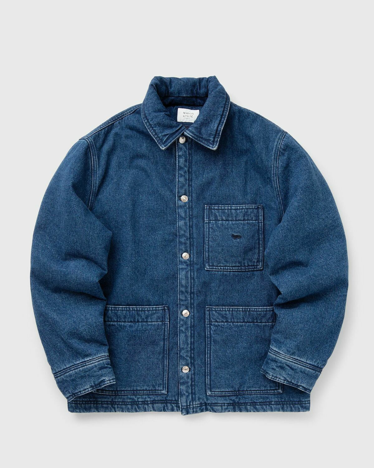 Maison Kinema Nylon pull over blue サイズM Maison Kitsune Padded Workwear Jacket Blue Denim Jackets