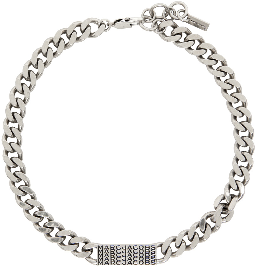 Marc Jacobs Silver 'The Barcode Monogram ID Chain' Necklace Marc