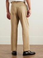 Federico Curradi - Straight-Leg Pleated Cotton-Twill Trousers - Neutrals