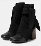 Lemaire Wrapped 90 canvas and leather ankle boots