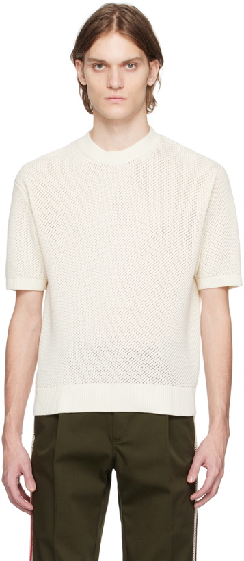 Photo: Factor's Off-White High Crew Mesh Knit T-Shirt