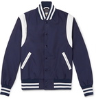 Golden Bear - Leather-Panelled Poplin Bomber Jacket - Men - Navy