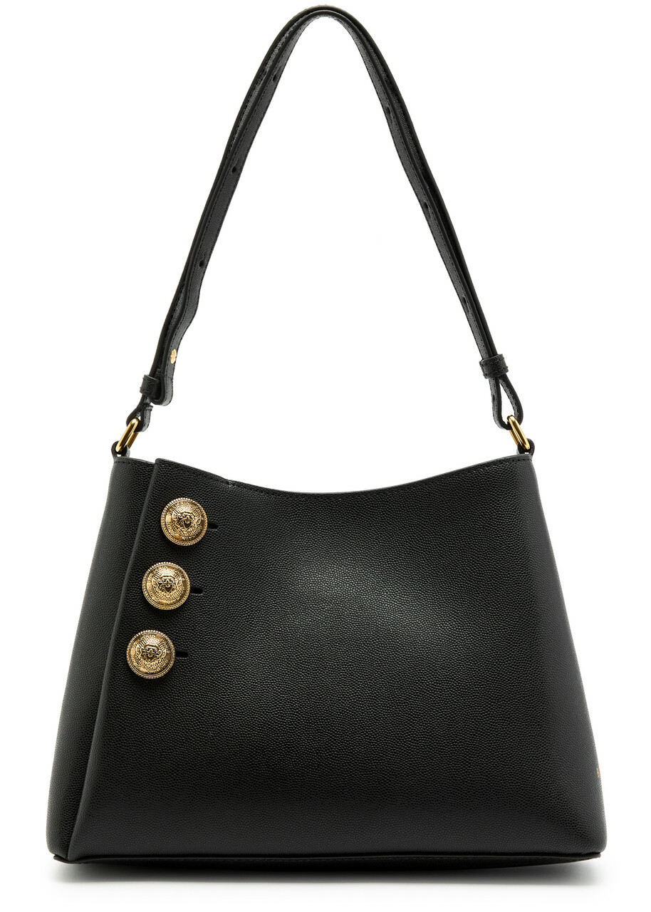 トートバッグ BALMAIN Women Shoulder Bags DN1DB526LAVE 0PA Black Balmain Embleme Leather Shoulder Bag | Black | FARFETCH