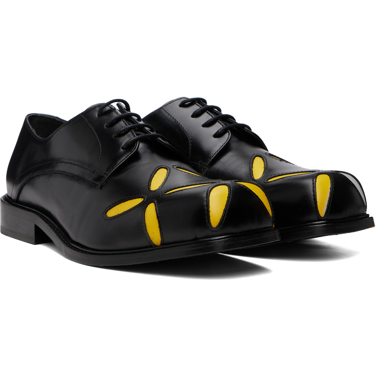 Stefan Cooke Black Slashed Square Toe Derbys