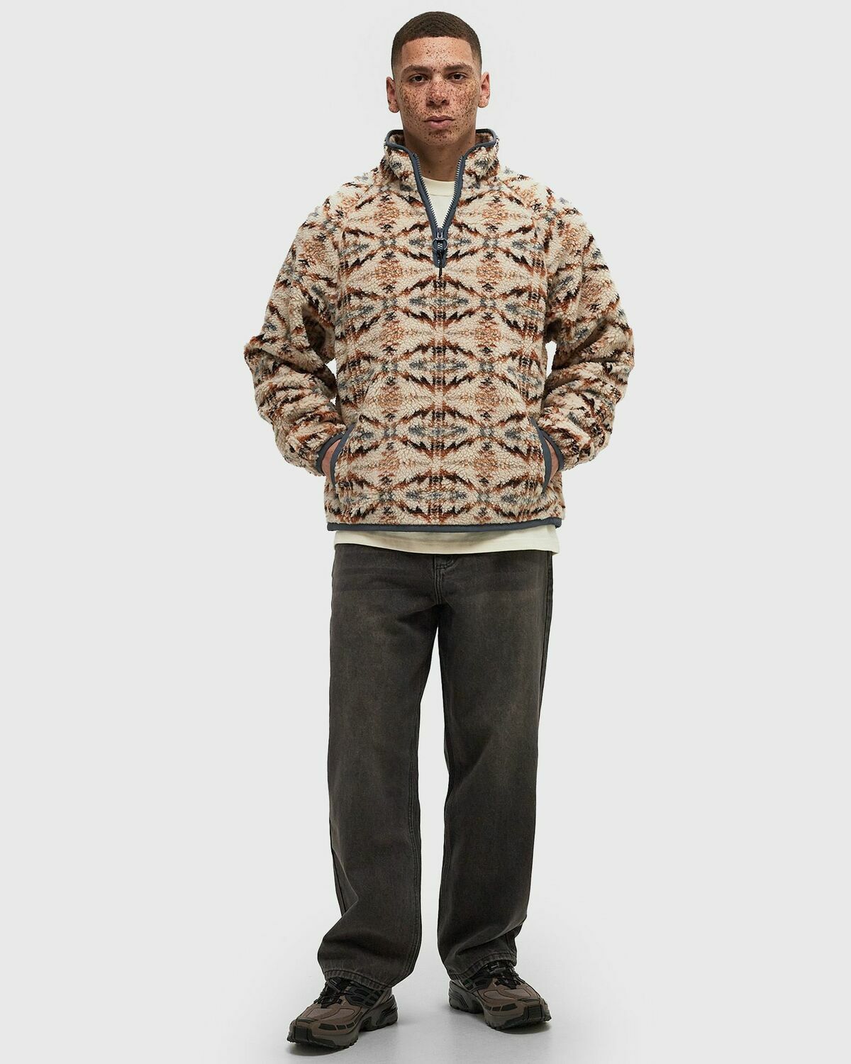 Pendleton PULLOVER QUARTER ZIP FLEECE Beige Mens Half-Zip Pendleton