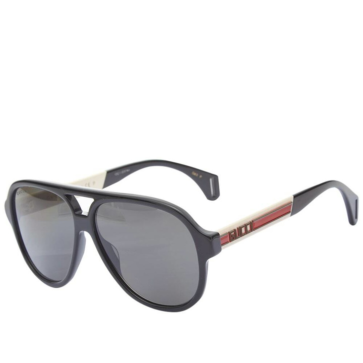 Photo: Gucci Sport Aviator Sunglasses in Black/White/Grey