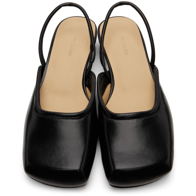 LOW CLASSIC Black Squared Toe Slippers Low Classic