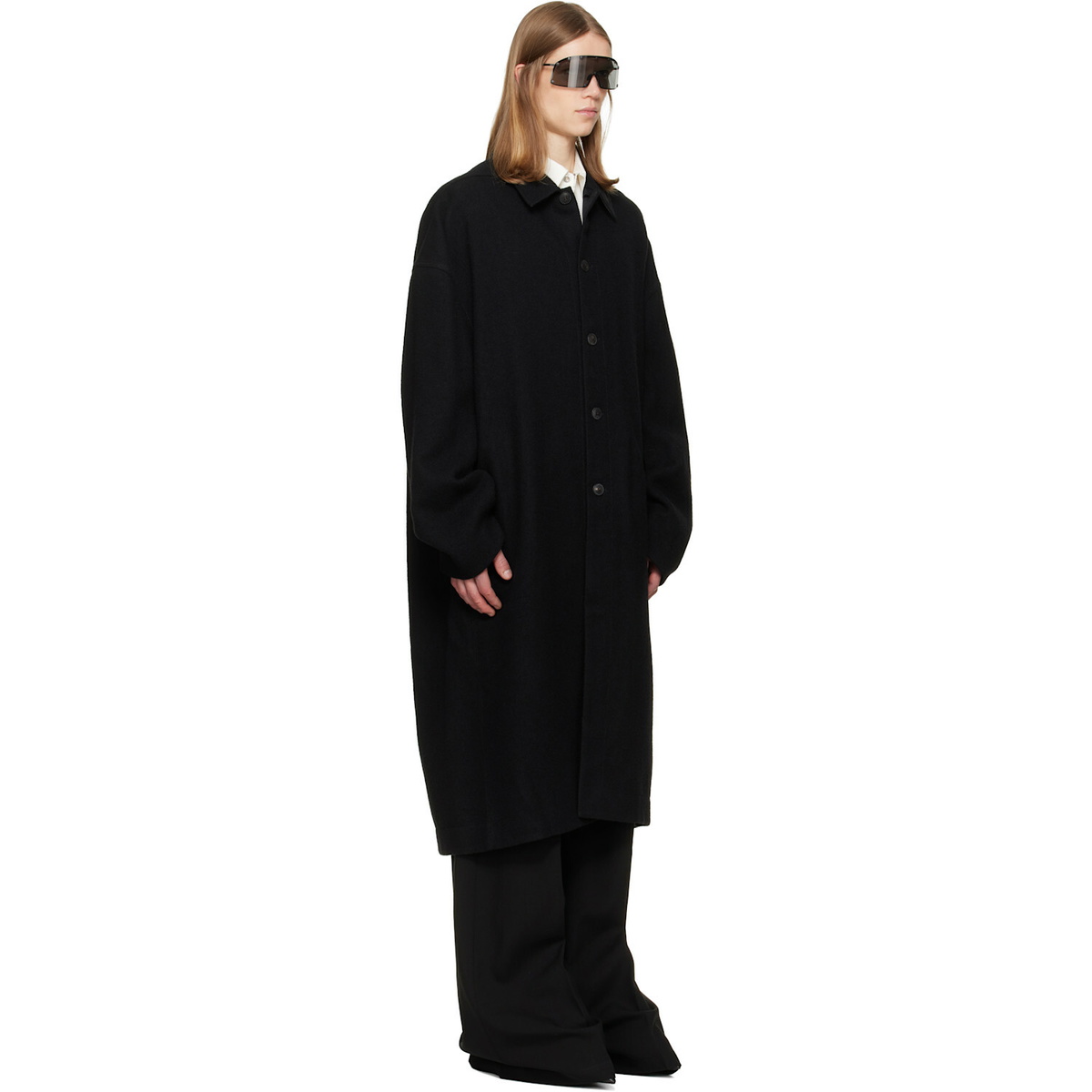 Rick Owens Black Tower Buttoned Brad Coat
