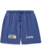Cherry Los Angeles - Straight-Leg Logo-Appliquéd Cotton-Jersey Drawstring Shorts - Blue