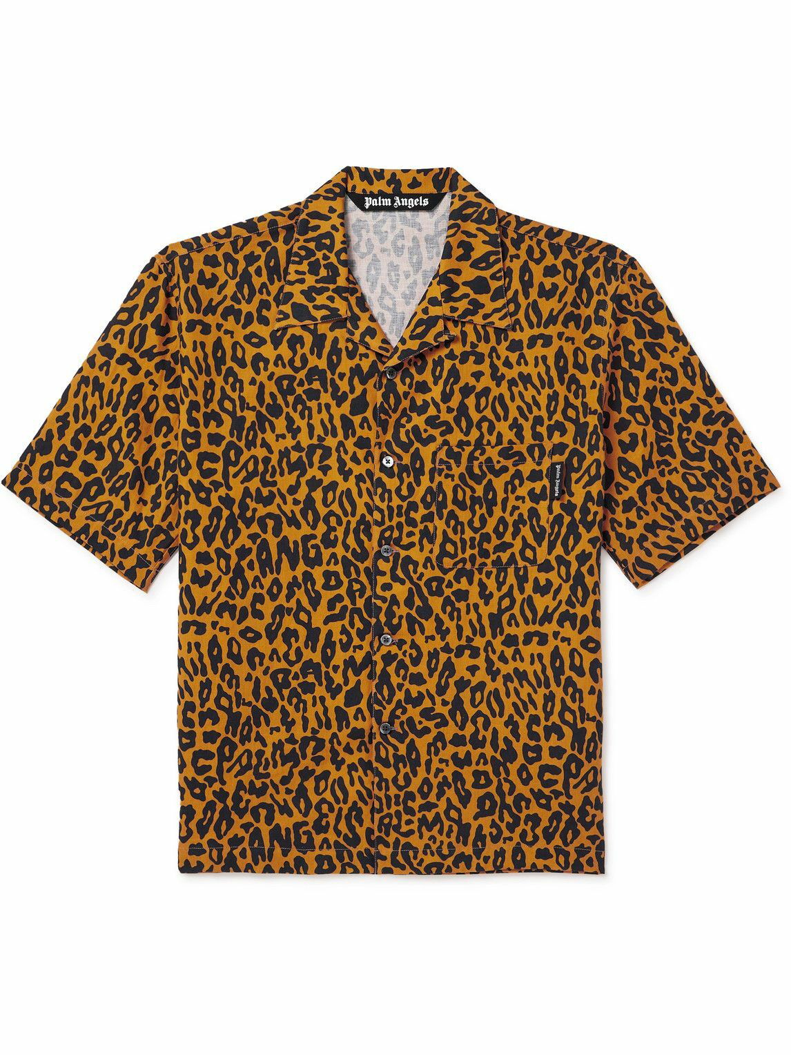 Palm Angels - Camp-Collar Cheetah-Print Linen and Cotton-Blend Shirt ...