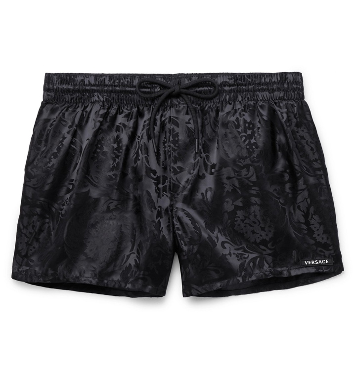 Photo: Versace - Short-Length Jacquard Swim Shorts - Black