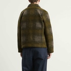 Universal Works Men's Techno Melton Check Tag Jacket in Olive